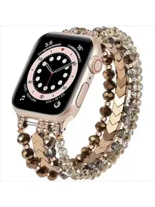 Handmade Women's Crystal Glass Bead Watch Band, Easy to Replace, Fits 38/40/41mm & 42/44/46/49mm Iwatch, Multiple Colors Available, Smart Watch Straps, Smartwatch Strap