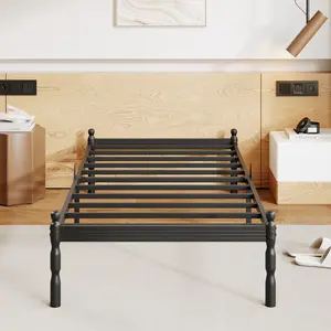 QUEEN Size Vintage Roma Bed Frame with 14 Inches Heavy Duty Sturdy Platform Anti-Slip Design Easy Assembly No Box Spring Needed Safe Rounded Columns Modern Noise-Free Design Ample Storage