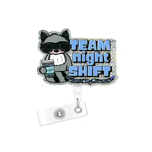 Funny Cartoon Acrylic Bling Retractable Badge Reel, 1/16pcs Belt Clip Retractable Name Badge Holder for Nurse Doctor Student Worker Volunteer, Identification Badges & Supplies