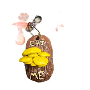 Yellow Oyster Mushroom Keychain - Funny Cute Design - Keychain