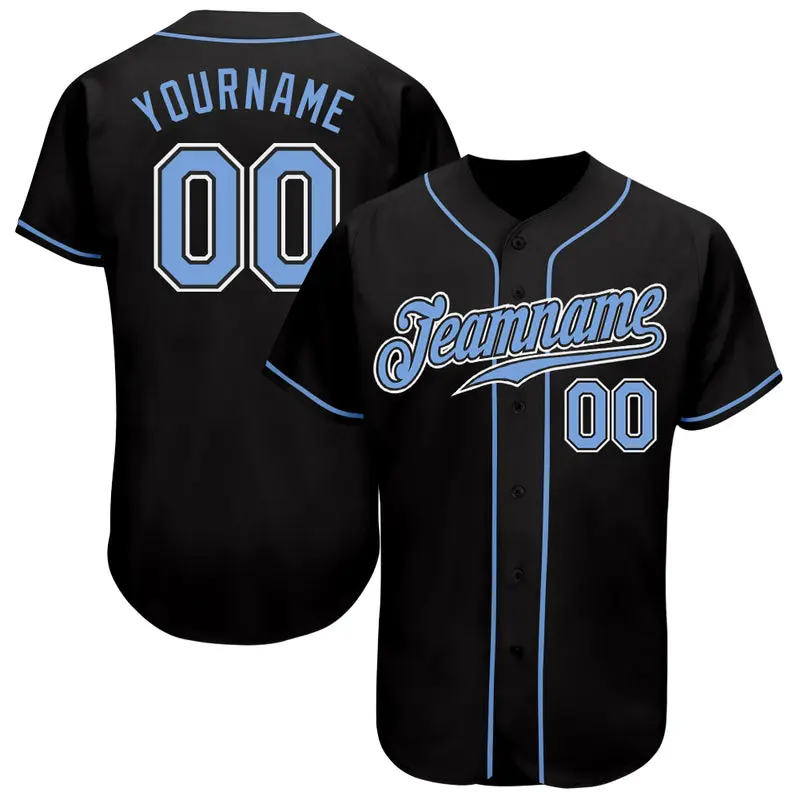Custom Black Light Blue-White Authentic Baseball Jersey Shirt – Personalized Team Name, Your Name, Number & Logo, Custom Baseball 2026 World Baseball Classic Jersey for Men Women Youth, Gift idea for Fans, Baseball Lovers