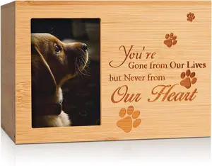 Cremation Urns for Ashes，Burly Wood Keepsake Urns for Dogs Ashes,Pet Memorial Keepsake Urns,Wood Urn,Photo Box Pet Cremation Urn ENBOVE