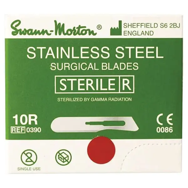 Swann-Morton #10R Surgical Blades 100 Pack Stainless Steel Blade 0390 Authentic