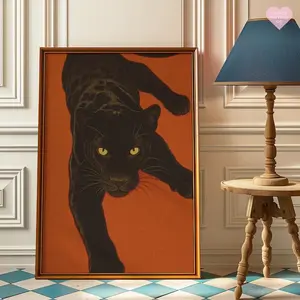 Vintage Leopard Print Art, Leopard Poster, Leopard Wall Art, Red Vintage Poster, Red Room Decor, Vintage Wall Art, Aesthetic Print Art1 - (Unframe)