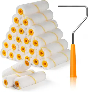 Mister Rui 24 Pieces 4-Inch Paint Roller Covers - 9mm Nap Microfiber Rollers for Walls, Cabinets, Trim, Compatible with All Paints and Stains, Reusable and Easy to Clean