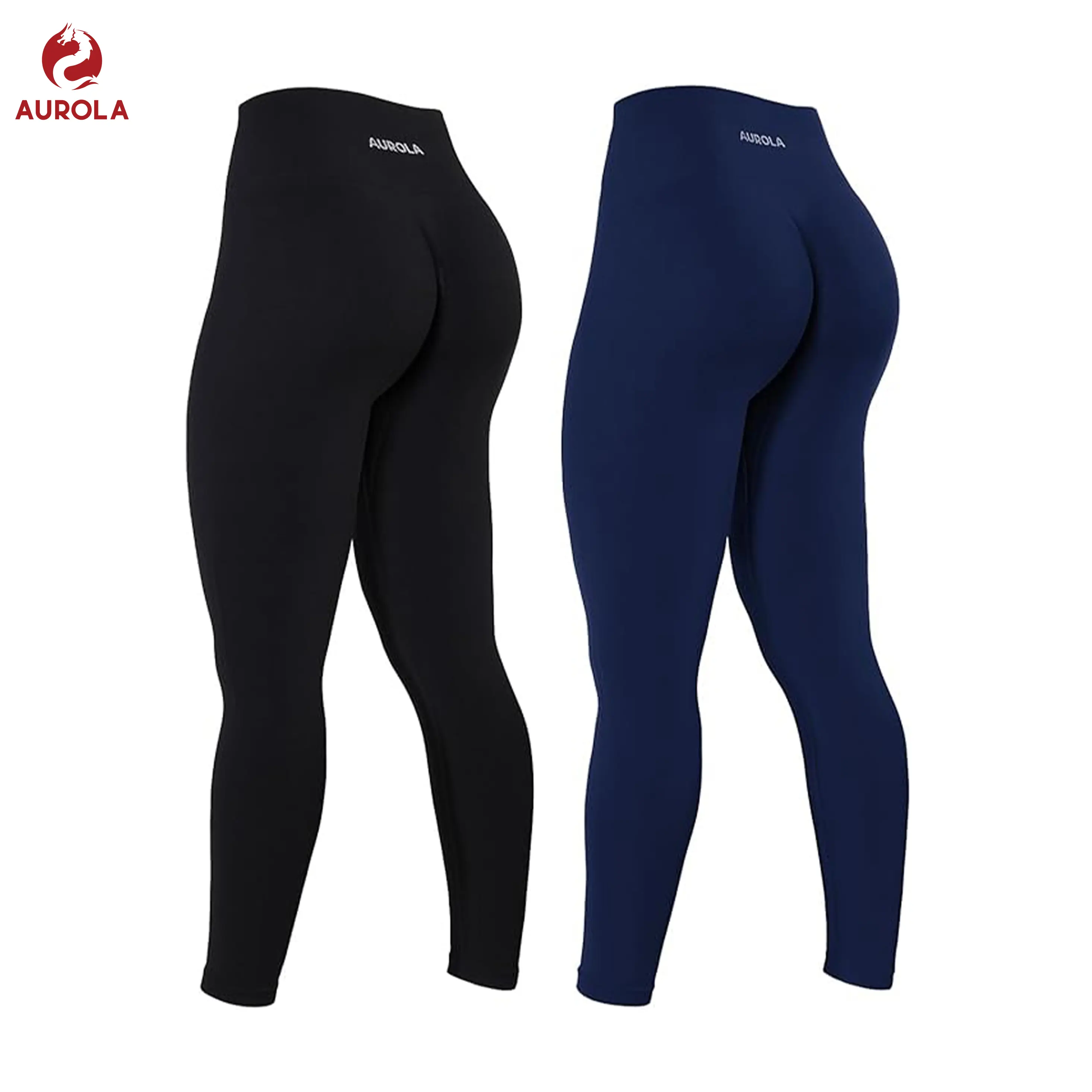 AUROLA 2 Pieces Set Power Workout Leggings for Women Tummy Control Squat Proof Ribbed Thick Seamless Scrunch Active Pants summerwins