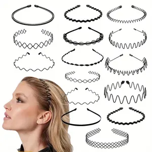 15pcs Unisex Hair Band Adjustable Headbands, Wavy Hair Accessories Non-slip Hair Hoop soft women nurse scarf head wrap