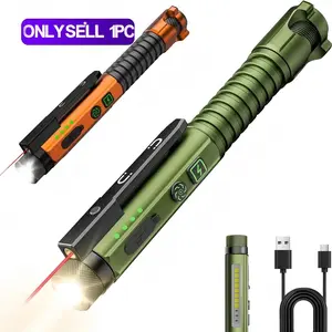 Rechargeable 500mah Mini Flashlight, Magnetic Clip and Base, 11 Modes LED, Glass Breaker and Bottle Opener, USB-C, Ideal for Work, Home, Emergency