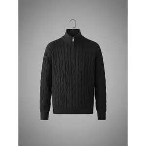 Men's solid color zipper knitted sweater, autumn and winter regular fit casual long sleeved stand up collar jumper, men's knitted daily wearRAIMENTRY