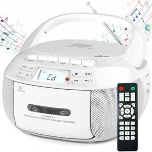 CD Player Boombox Cassette Player Combo with ,AM/FM Radio,Stereo Sound with Remote Control,AUX/USB Drive,Tape Recording, ,Headphone Jack,LCD Display for ,,