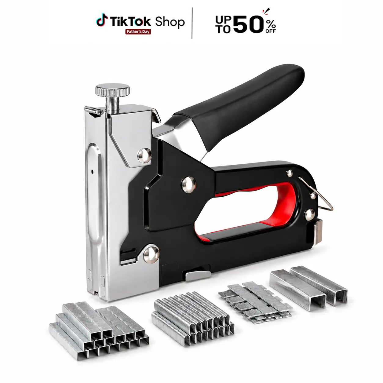 Staple Gun 4 in 1 Heavy Duty Stapler Manual Nail Gun Kit with Brad Nailer for Wood Upholstery Fabric Cable Wall Furniture Repair DIY Home Projects