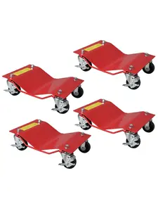 【Christmas Gift】Black/Red Car Wheel Dolly For Moving Car,Car Dollies Set Of 4,Vehicle Dolly Heavy Duty For Motorcycles,Disabled Units,Trucks,Dirt Bike,Trailers,6000 LB