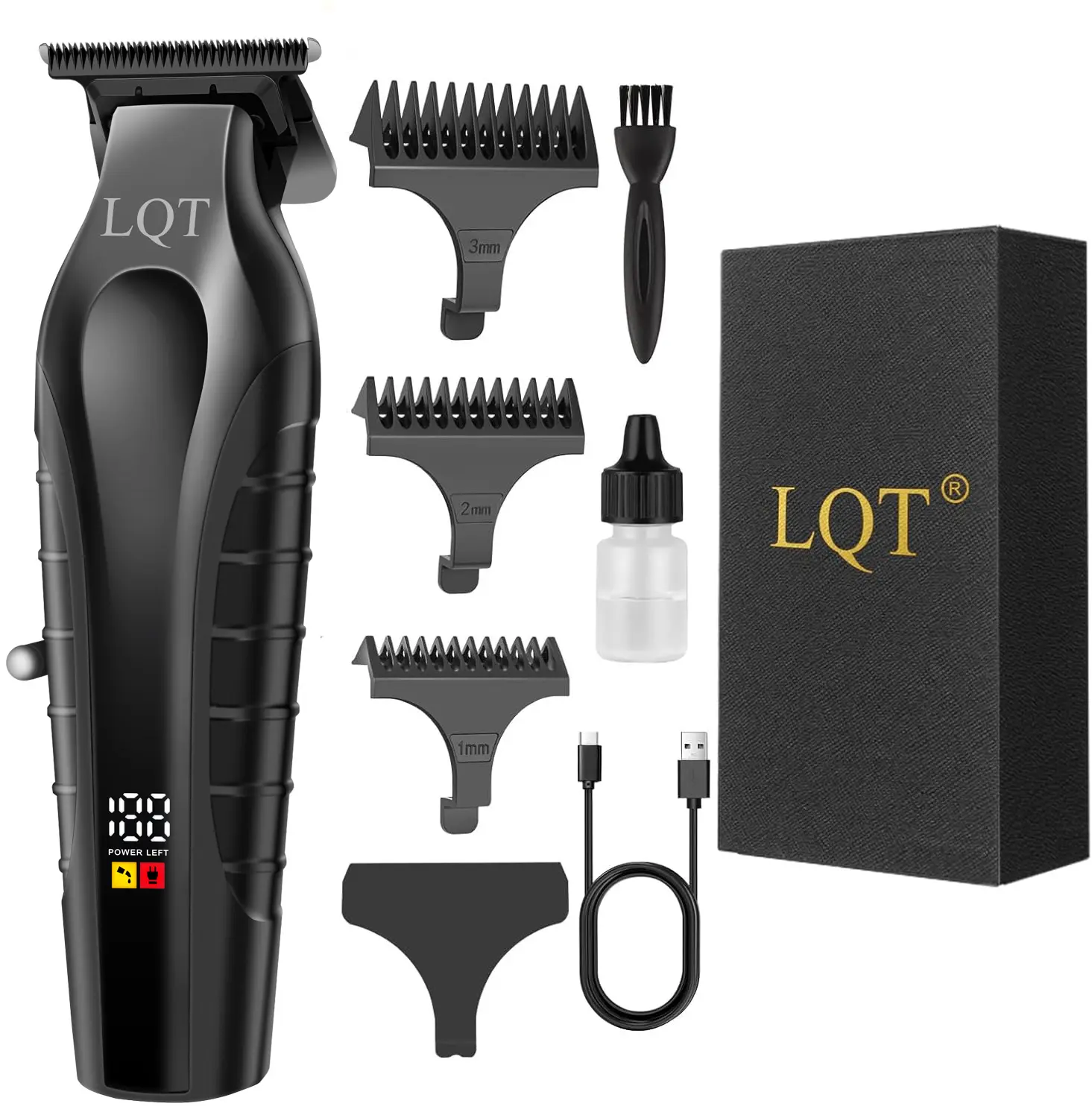 LQT 902 Trimmer Professional Beard Trimmer for Men Cordless Beard and Mustache Trimmer Rechargeable Electric T Liners Clippers with Led Display and Luxury Gifts Box to Son Husband Father Men Gift