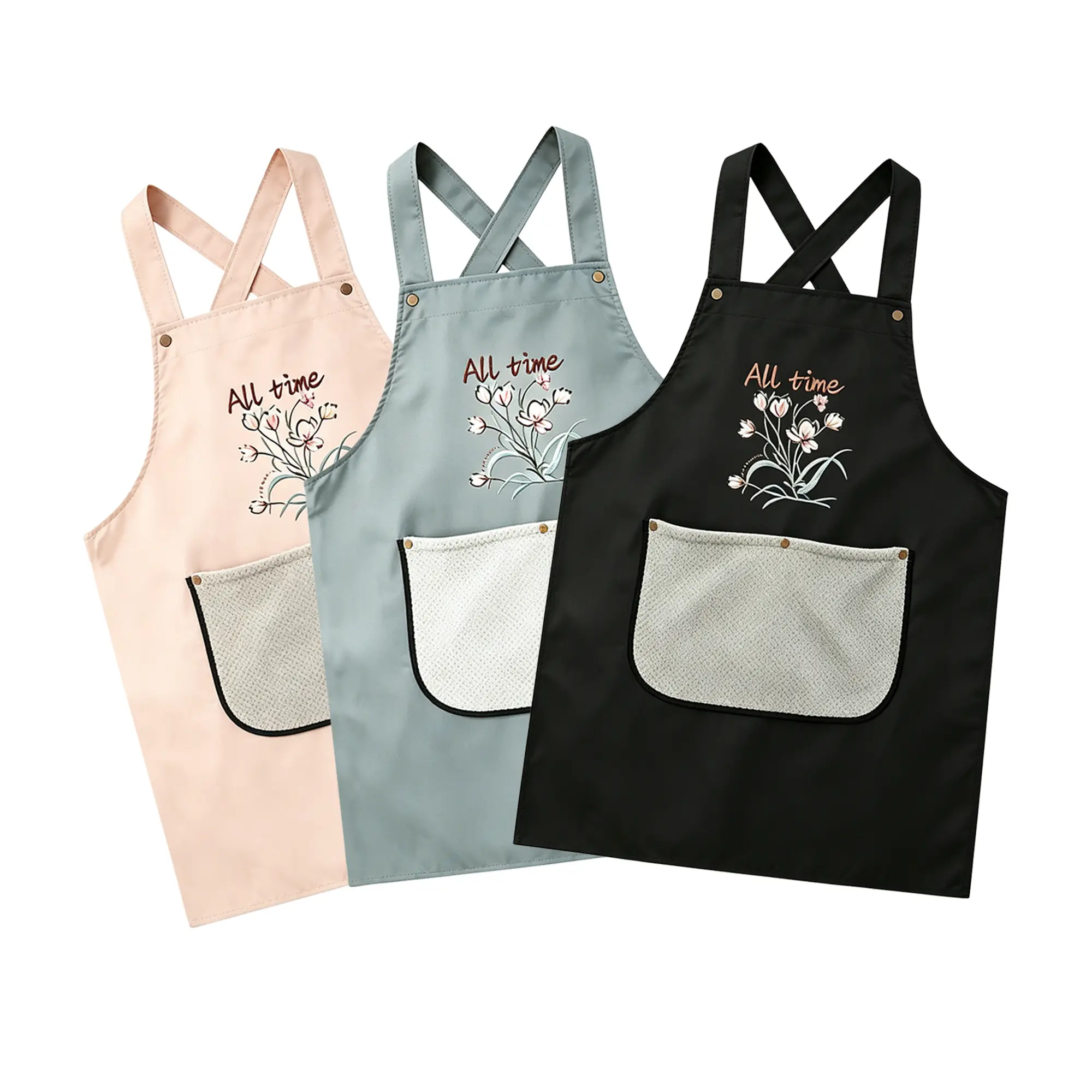 Middle Size Dirt Resistant Apron With Towel,Waterproof Apron,Floral Print,for Kitchen,Garden,Flower Shop,Aquatic ects,Gift for Grandma,Mom,Girlfriend