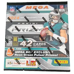 Panini 2024 Prizm Football Mega Box - 42 Cards per Box with Exclusive Neon Green Pulsar Prisms & Official NFL Trading Card Collection