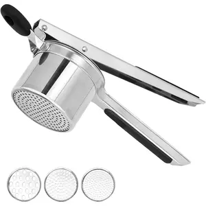 Large 15oz Potato Ricer with 3 Interchangeable Discs, Heavy Duty Stainless Steel Ricers for Mashed Potatoes, Sweet Potato Masher Kitchen Tool with Ergonomic Handle, Spaetzle Maker