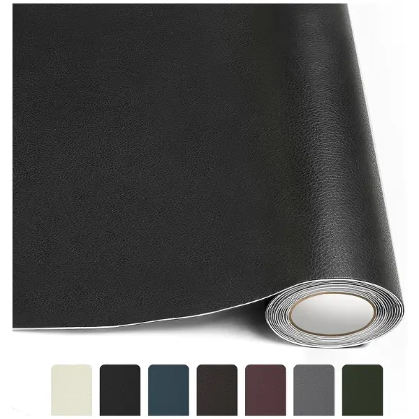 CHIGHY PU Leather Repair Patch Kit - Strong Self-Adhesive, Waterproof, Cut-to-Fit, Multi-Size, Indoor-Outdoor (3.9x79 in) for Couch, Car Seat Upholstery (Black) | Patch Fix for Leather Surfaces, Leather Repair Leather, Patch Repair Leather