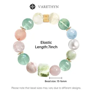 Meadow Nature Aura Crystal Bracelet Green Fluorite Morganite Chunky Bead Fairycore Growth Energy Bracelet for Women