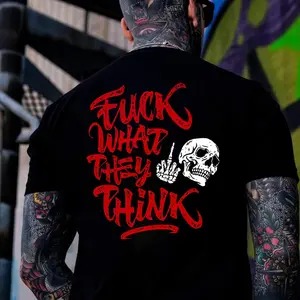 F*CK WHAT THEY THINK Skeleton Print Men's T-Shirt