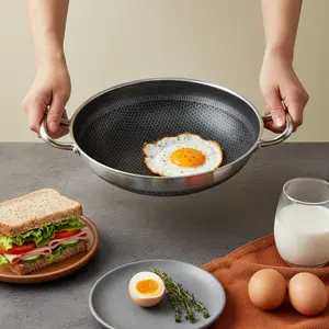 35cm Stainless Steel Frying Pan for Gas Induction Electric Ceramic Halogen Stove home essentials