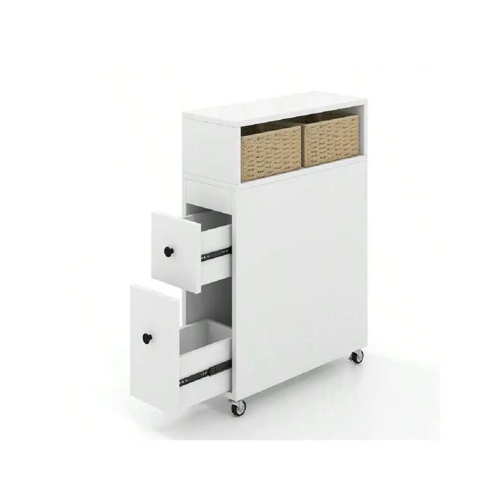 Slim Bathroom Storage Cabinet With 2 Slide Out Drawers