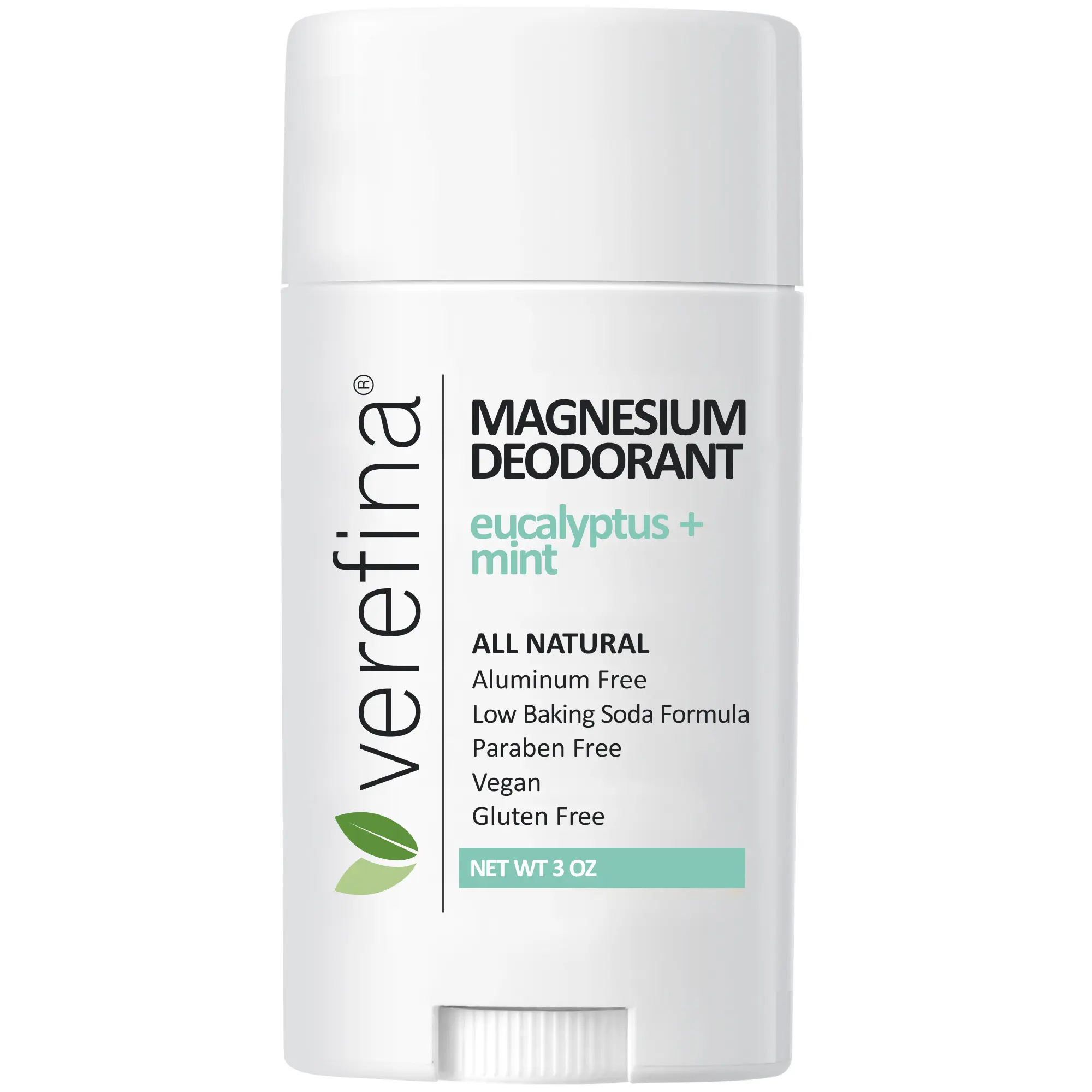 Eucalyptus + Mint Magnesium Deodorant Stick - Aluminum Free, Paraben Free, Vegan, Coconut & Cocoa Butter, 3 Oz Body Care Sensitive Verefina