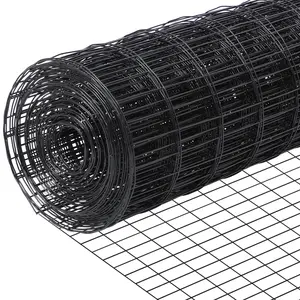 Welded Wire Fence 48inch x 50ft, 2inch x 3inch Black Chicken Wire Fencing, 16Gauge PVC Coated Garden Wire Fence Rolls, Anti-Rust Metal Fencing for Yard Plant Protection Poultry Netting