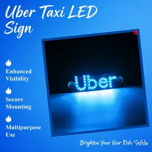 Uber LED Windshield Sign Bright Ultra-Slim USB Powered Car LED Light Sign Glowing Rideshare Indicator for Uber Drivers Dimmable Night Visible Car Accessory Must-Have for Rideshare Drivers