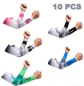 5 Pairs Cooling Arm Sleeves for Men/Women UV Sun Protection Ice Silk Arm Covers Stylish Printed Cooling Arm Sleeves Breathable Compression Arm Guards for Cycling Running Golf  Outdoor Sports