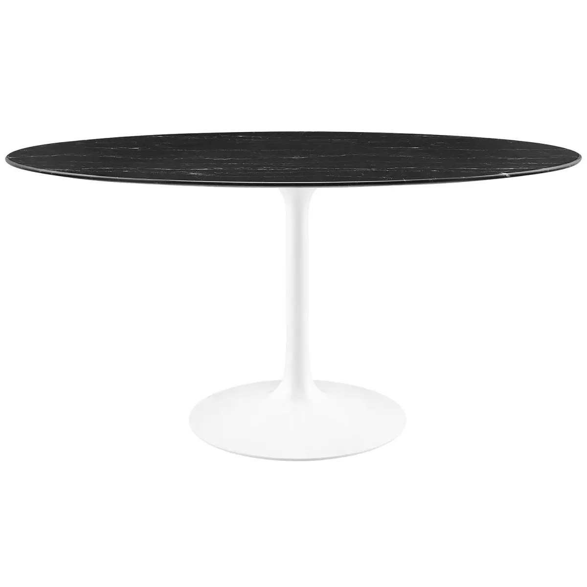 Modway Lippa 60 in. Artificial Marble Dining Table - White & Black, Marble Dining Room Furniture (EEI-5186-WHI-BLK)