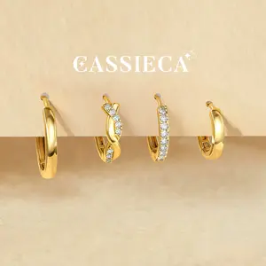 CASAIECA Hoop Earrings for Women Trendy 14K Gold Plated Huggie Earrings Hypoallergenic Cartilage Earring Stacks Cute Dainty Huggie Hoops Earring Sets for Multiple Piercing