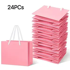 24pcs Kraft Paper Mini Gift Bags with Handles, Perfect for Weddings, Young Adults Parties, Birthdays, Graduation Gifts, Cute Jewelry Storage Bags, 4x5x2 Inches