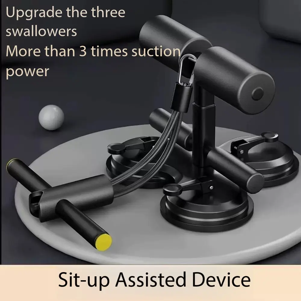 Adjustable Abdominal Crunch Machine (Adjustable Abdominal Exerciser) with 3-Suction Cups, 3-Height Gear Adjustment, 6-Tube Pull Rope for Home/Gym Use, 3-Gear Height Adjustment