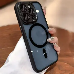 Transparent soft tpu anti-fall magnetic protective case with wireless charging compatible with Magsafe Apple 16 15 14 13 12 promax pro plus non-yellow durable mobile phone case Casing Protector