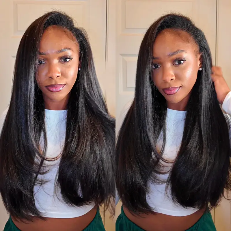 【Live Flashsale】ISEE HAIR Kinky Straight Wear Go Half Wig 180% & 150% Density Invisible Hairline & Minimal Leave-Out Seamless Flip Over Wig Glueless Human Hair Wigs Beginner Friendly Vacation Hair #SummerWins #DealsForYouDays