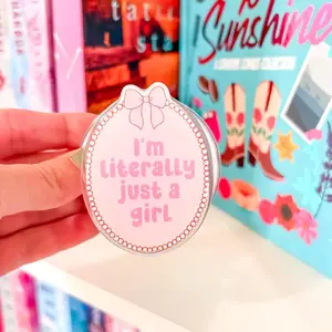 1 Cute Phone Grip Im literally just a girl grip Kindle Accessory Phone grip Kindle grip Bookish grip Gift for her Girlie Bow grip Pink grip magnetic mount MagSafe PopGrip with Kickstand pop socket