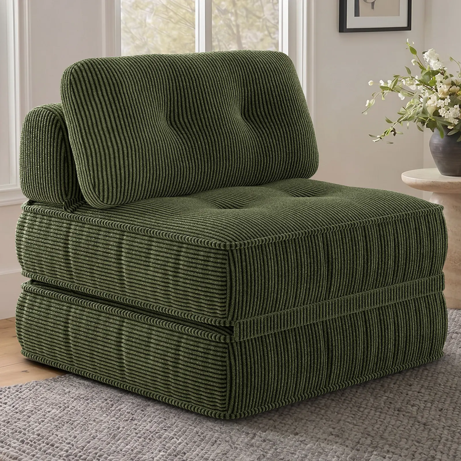 [SummerSale] Sikaic Convertible Modular Folding Armchair with Pillows, Multi-Functional Sofa Bed Flexible Sectional Coach for Small Spaces, Boneless Couches, Easy Assembly, Corduroy Family Couch, Home Furniture, Dorm Essentials