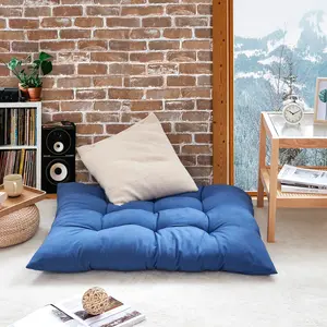 Rainha - Puffy Tufted College Floor Pillow - Royal Navy Blue