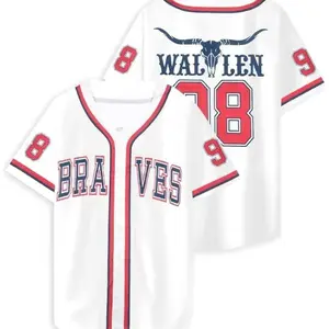 98 Baseball Shirt Women Cow Skull Graphic Fan Tshirt V Neck Country Vintage Jersey Button Down Short Sleeve Tops