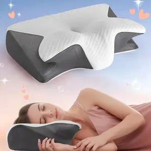 Ergonomic Neck Pillow, 1 Count Adjustable Contoured Supportive Memory Foam Pillow, Neck Support Pillow for Side Sleeping, Back Sleeping, Travel, Dormitory, Bedroom, Travel Neck Cushion