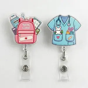 Nurse Backpack Badge Reel, Retractable Id Holder For Doctor Nurse Hospital Staff, Cute Medical Uniform Design For Daily Work Use And Gift Idea