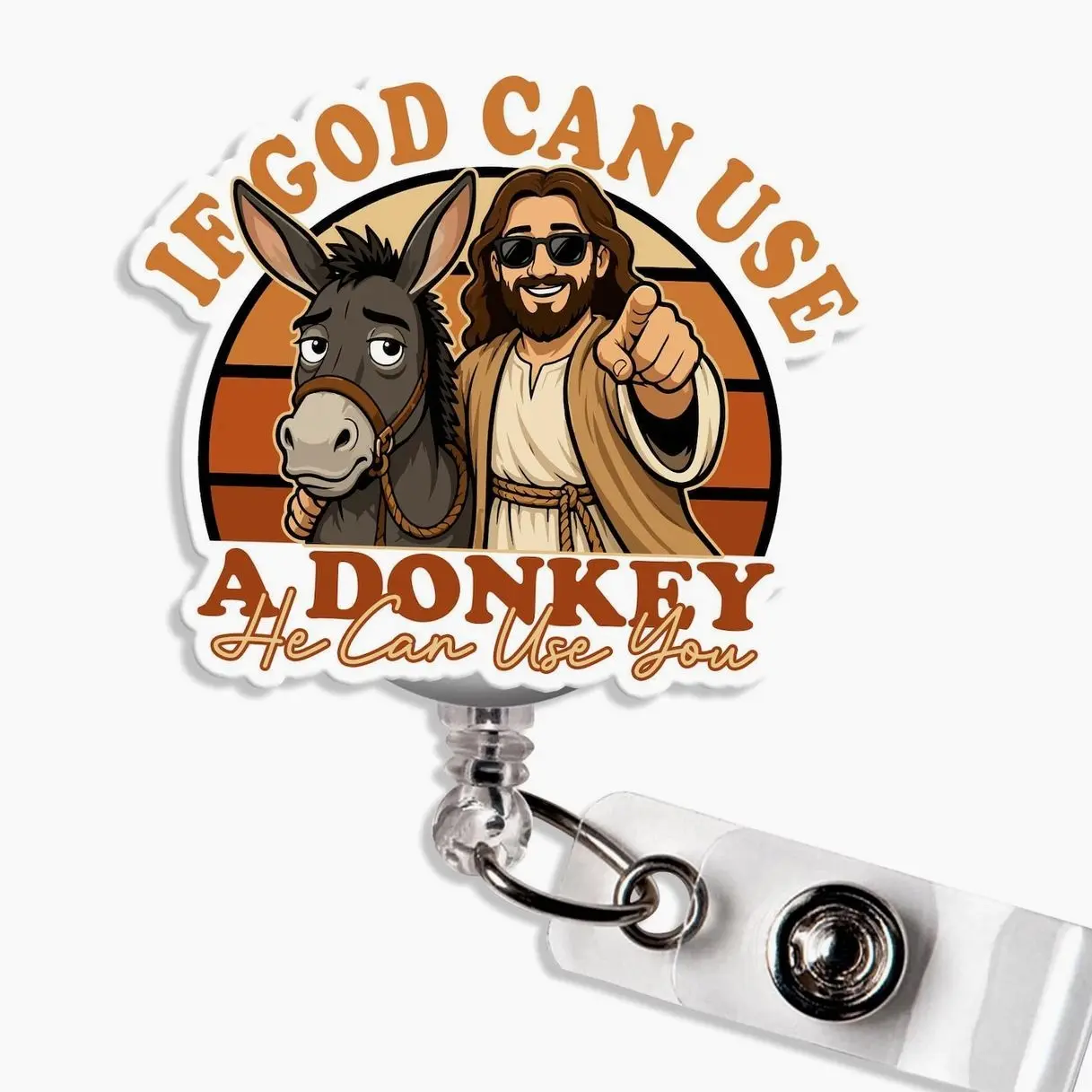 If God Can Use A Donkey He Can Use You Badge Reel Funny Christian Faith Bible Verse Badge Holder Gift for Nurse Teacher WW6