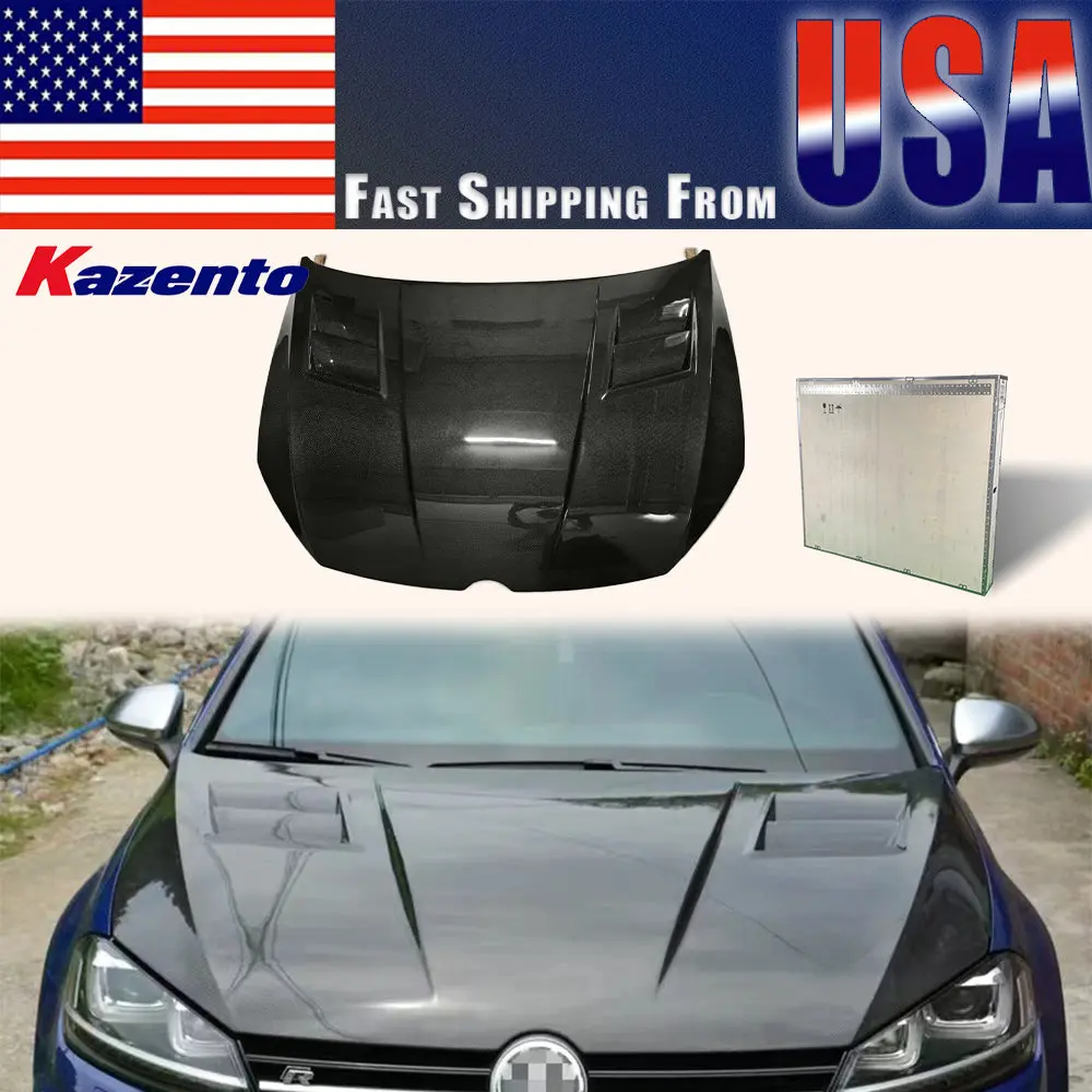 For VW Volkswagen GOLF 7 7.5 R GTI AS Style Carbon Fiber Vented Hood Bonnet US WAREHOUSE CLEARANCE SALE