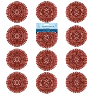 Copper Mesh Scourer - 12 pack, size 3.5" x 3.5" x 1.25", Heavy Duty