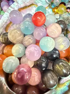 B42- (10PCS) 16mm Multicolored UVAB CAT EYE Shimmer Glitter Round Acrylic Beads For DIY