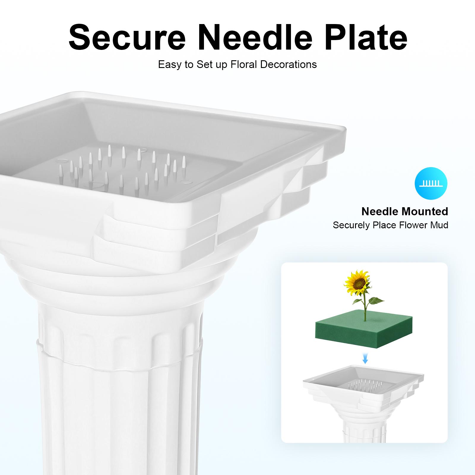 4 Pack White Plastic European Style Columnar Pillars for Garden Wedding Party Decoration Outdoor Courtyard Church Hotel 86cm Tall