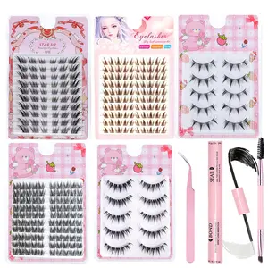 5 boxes of eyelash extension set, comic eyelash cluster C roll set group eyelash set large box single eyelash extension perfect for DIY eyelash extension comprehensive eyelash application kit, Individual Lash Clusters