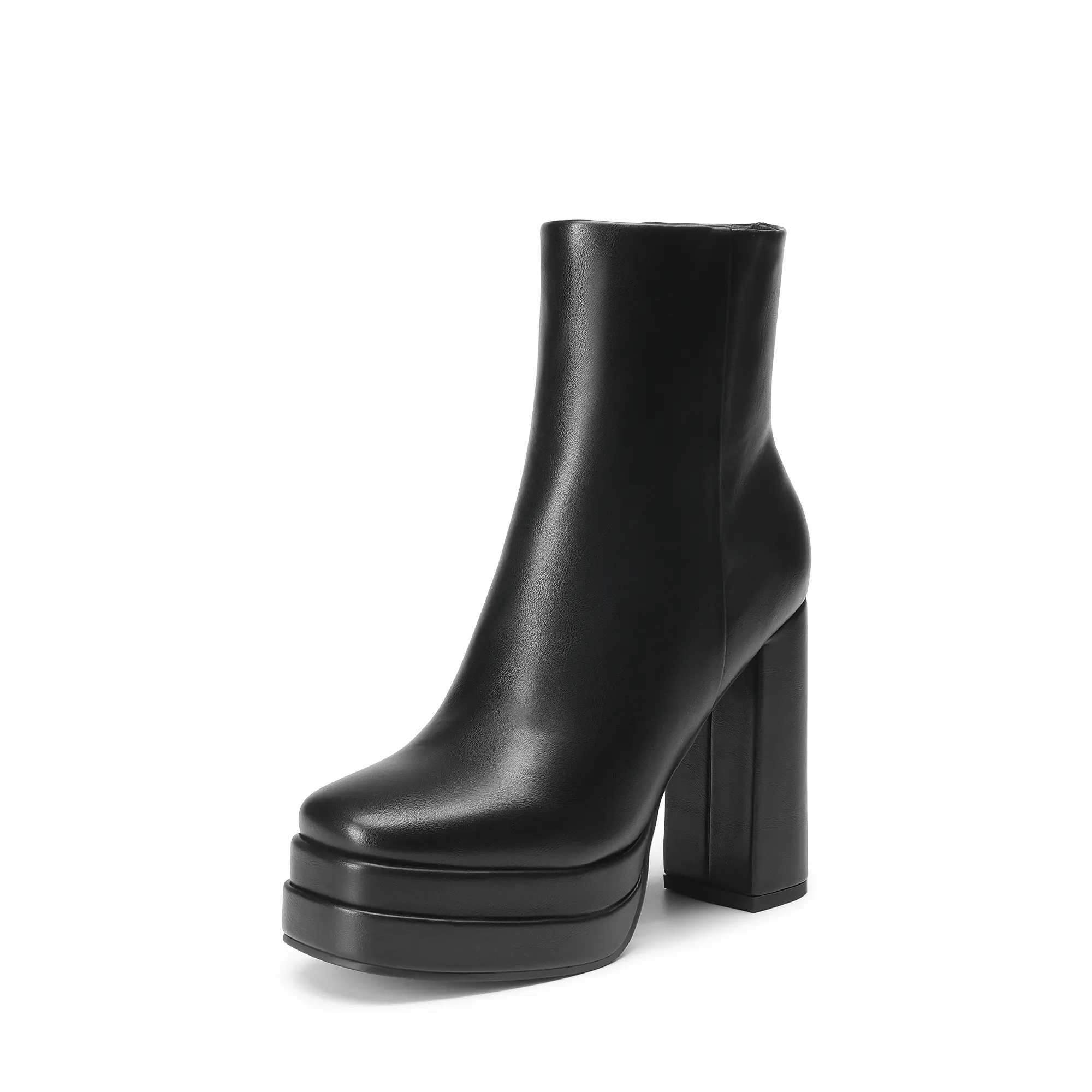 Dream Pairs Y2K-Inspired Square Toe Platform Ankle  for Women with Cuban Heel flared leather boots