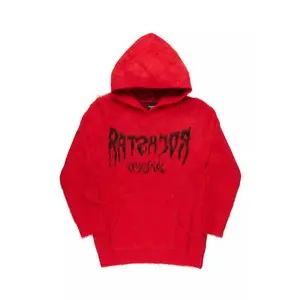 Andreas Red Reflected Graphic Knitted Hoodie