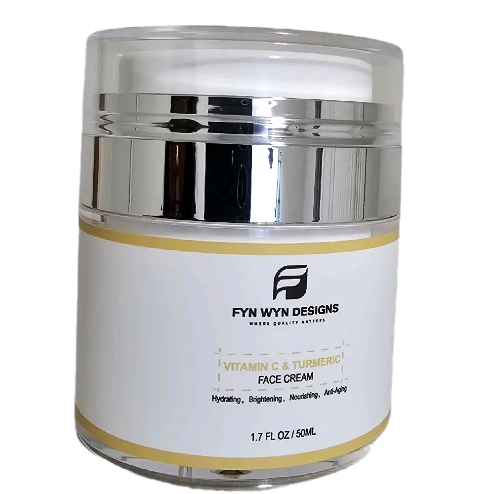 Fyn Wyn Designs Day & Night Facial Moisturizer with Jojoba Oil, Turmeric, Sunflower & Rosemary, Hydrating Anti-Aging Firming Rejuvenating Cream for Smooth Skin Routine, Sun Protection & Glow Up, 1.7 oz Pack (Moisturizers & Mists)